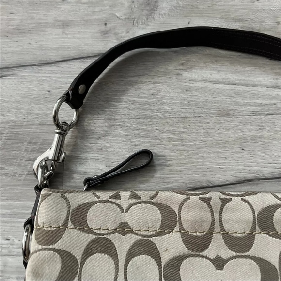 Vtg Coach Carly Signature Top Handle Bag Khaki - Picture 5 of 8